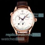 V+ Factory Swiss Replica Jaeger-LeCoultre Master Geographic Dual-Time Rose Gold Case Watch 